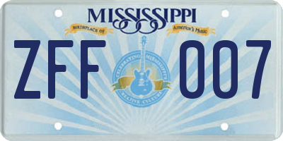 MS license plate ZFF007