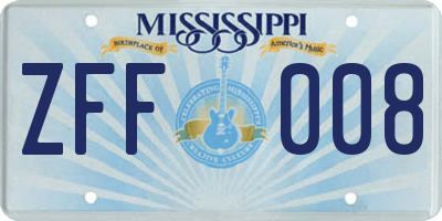 MS license plate ZFF008
