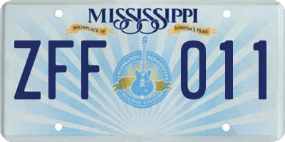 MS license plate ZFF011
