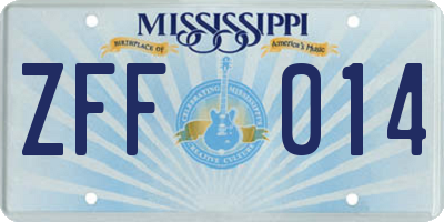 MS license plate ZFF014