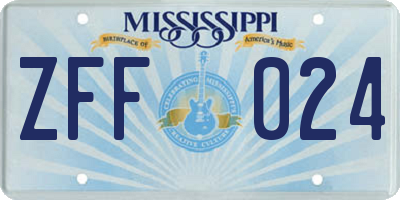 MS license plate ZFF024