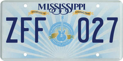 MS license plate ZFF027
