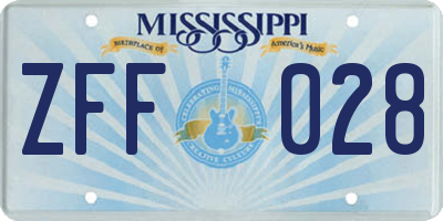 MS license plate ZFF028