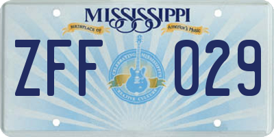 MS license plate ZFF029