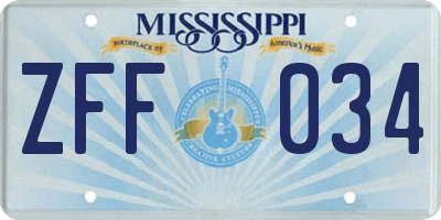 MS license plate ZFF034