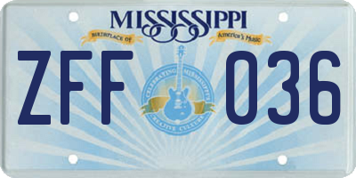 MS license plate ZFF036