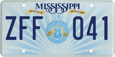 MS license plate ZFF041