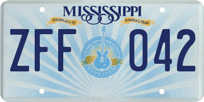 MS license plate ZFF042