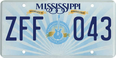 MS license plate ZFF043