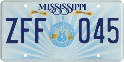 MS license plate ZFF045