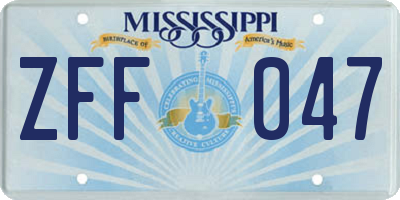 MS license plate ZFF047