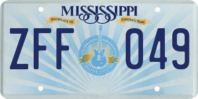 MS license plate ZFF049