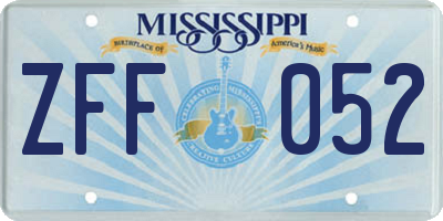 MS license plate ZFF052