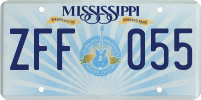 MS license plate ZFF055