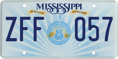 MS license plate ZFF057