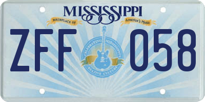 MS license plate ZFF058