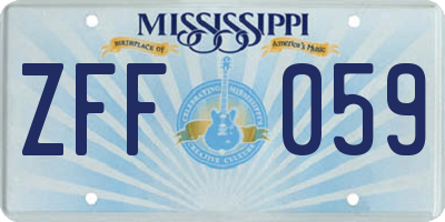 MS license plate ZFF059