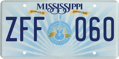 MS license plate ZFF060