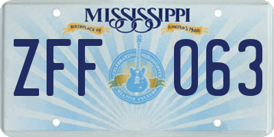 MS license plate ZFF063