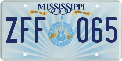 MS license plate ZFF065