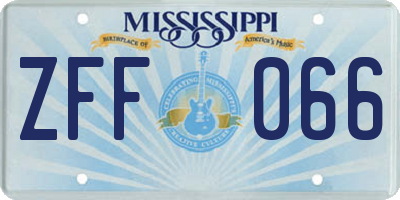 MS license plate ZFF066