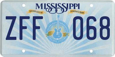 MS license plate ZFF068