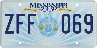 MS license plate ZFF069