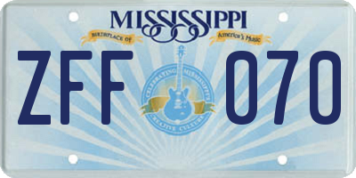MS license plate ZFF070