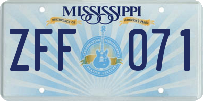 MS license plate ZFF071