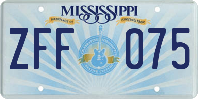 MS license plate ZFF075