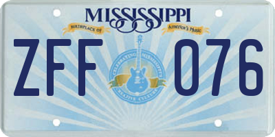 MS license plate ZFF076