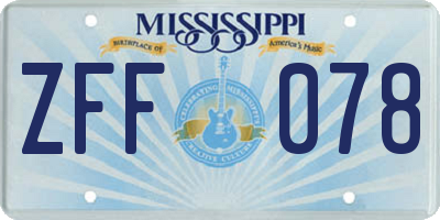 MS license plate ZFF078
