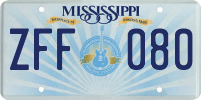 MS license plate ZFF080