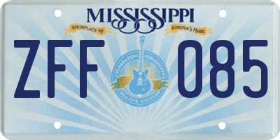 MS license plate ZFF085