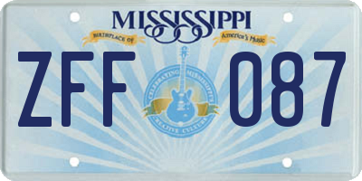 MS license plate ZFF087
