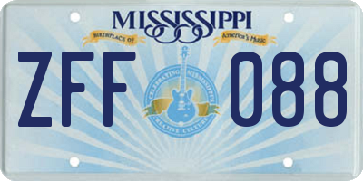 MS license plate ZFF088