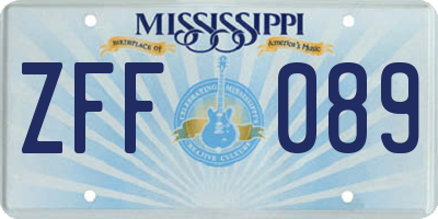 MS license plate ZFF089