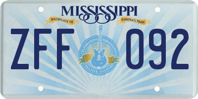 MS license plate ZFF092