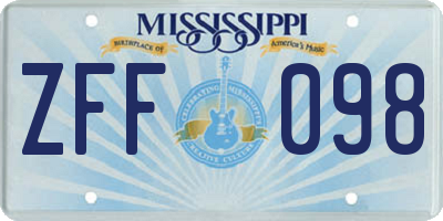MS license plate ZFF098