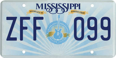 MS license plate ZFF099