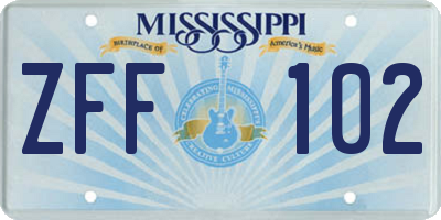 MS license plate ZFF102