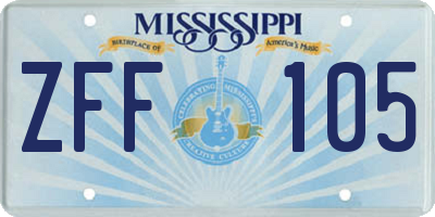 MS license plate ZFF105