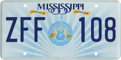 MS license plate ZFF108