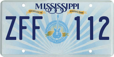 MS license plate ZFF112