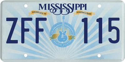 MS license plate ZFF115