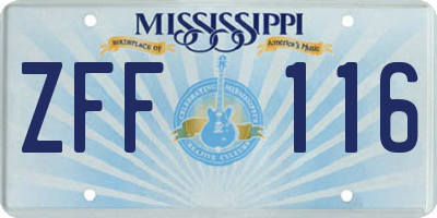 MS license plate ZFF116