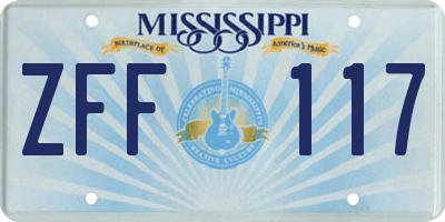 MS license plate ZFF117