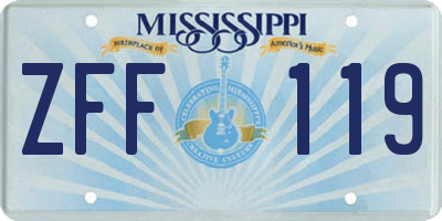 MS license plate ZFF119