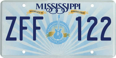 MS license plate ZFF122