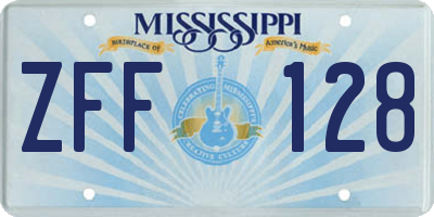 MS license plate ZFF128